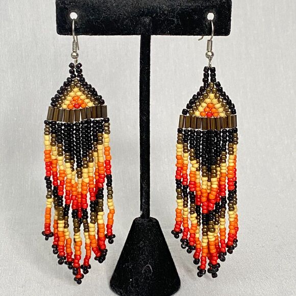 Unsigned Papparazi Colors Of The Wind Earrings Colorful Seed Bead Dangle Drop - Picture 2 of 7